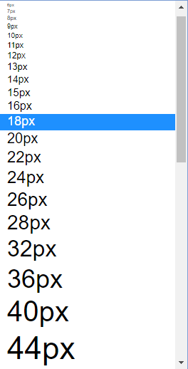 Allowed font sizes of form inputs in abcsubmit form builder Allowed font size used in abcsubmit formbuilder